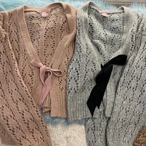 NWOT! 2 VS Knitted Cardigans! Grey and Blush! Size small!